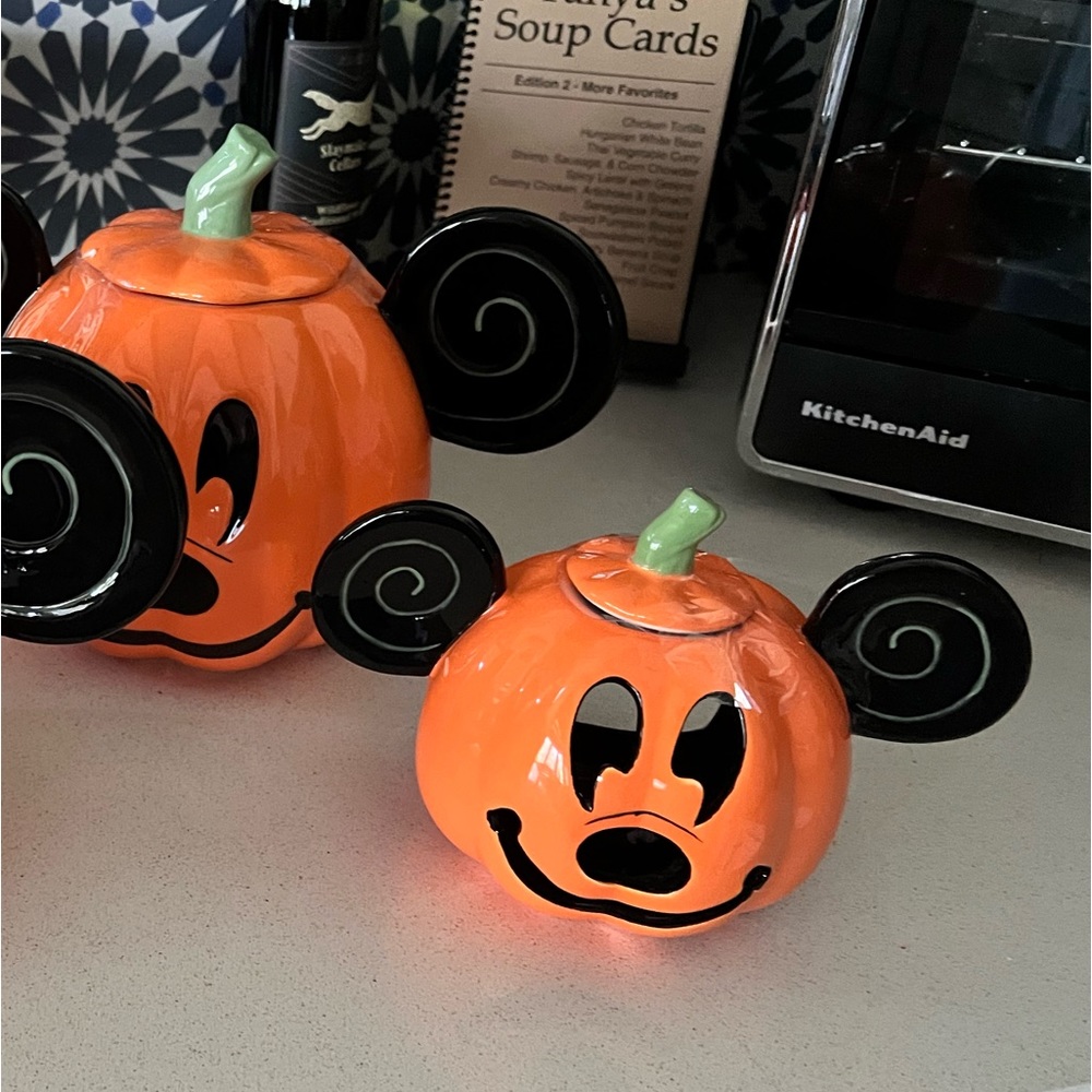 Mickey Mouse Tea Light Candle Halloween Pumpkin Candy Jar